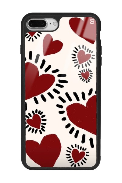 iPhone 7 Plus - 8 Plus Brush Heart Tasarımlı Glossy Telefon Kılıfı
