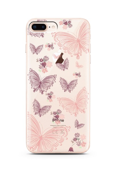 iPhone 7 Plus 8 Plus Butterfly Kelebek Tasarımlı Süper Şeffaf Silikon Telefon Kılıfı