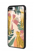 iPhone 7 Plus - 8 Plus Çiçekli Leopar Tasarımlı Glossy Telefon Kılıfı