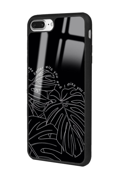iPhone 7 Plus - 8 Plus Dark Leaf Tasarımlı Glossy Telefon Kılıfı