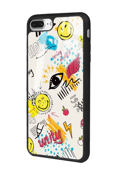 iPhone 7 Plus - 8 Plus Doodle Emoji Tasarımlı Glossy Telefon Kılıfı