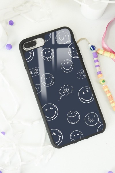 iPhone 7 Plus - 8 Plus Doodle Smile Tasarımlı Glossy Telefon Kılıfı