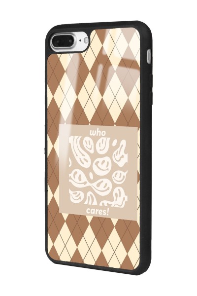 iPhone 7 Plus - 8 Plus Ekose Smile Tasarımlı Glossy Telefon Kılıfı