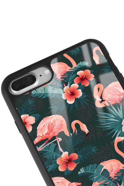 iPhone 7 Plus - 8 Plus Flamingo Leaf Tasarımlı Glossy Telefon Kılıfı