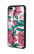 iPhone 7 Plus - 8 Plus Fuşya Çiçekli Tasarımlı Glossy Telefon Kılıfı