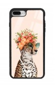 iPhone 7 Plus - 8 Plus Influencer Leopar Kedi Tasarımlı Glossy Telefon Kılıfı