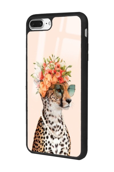 iPhone 7 Plus - 8 Plus Influencer Leopar Kedi Tasarımlı Glossy Telefon Kılıfı