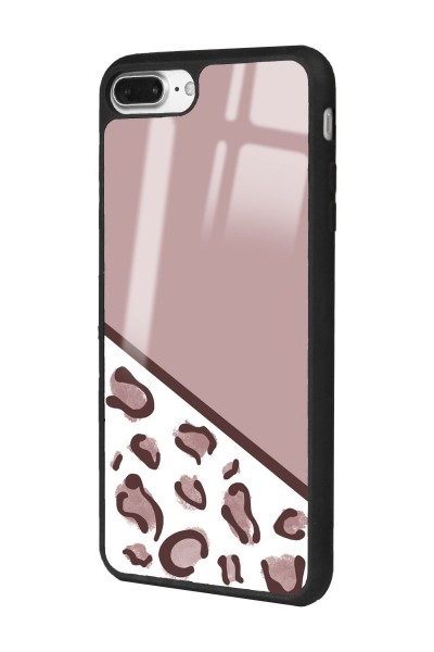 iPhone 7 Plus - 8 Plus Kahve Leopar Tasarımlı Glossy Telefon Kılıfı