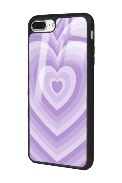 iPhone 7 Plus - 8 Plus Lila Kalp Tasarımlı Glossy Telefon Kılıfı