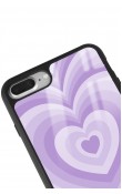 iPhone 7 Plus - 8 Plus Lila Kalp Tasarımlı Glossy Telefon Kılıfı