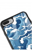 iPhone 7 Plus - 8 Plus Mavi Dalga Tasarımlı Glossy Telefon Kılıfı
