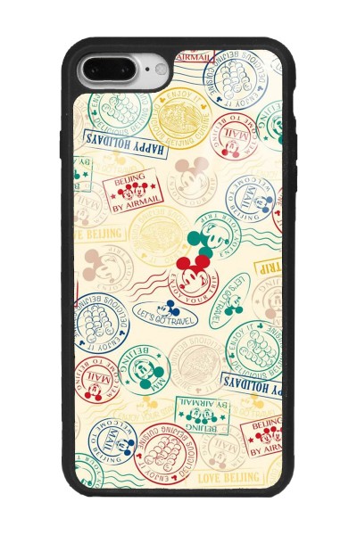 iPhone 7 Plus - 8 Plus Mickey Stamp Tasarımlı Glossy Telefon Kılıfı