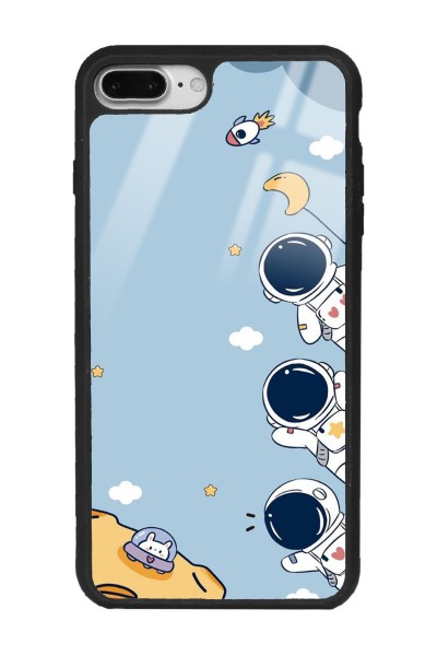 iPhone 7 Plus - 8 Plus Mini Astronot Tasarımlı Glossy Telefon Kılıfı