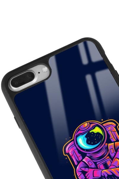iPhone 7 Plus - 8 Plus Neon Astronot Tasarımlı Glossy Telefon Kılıfı