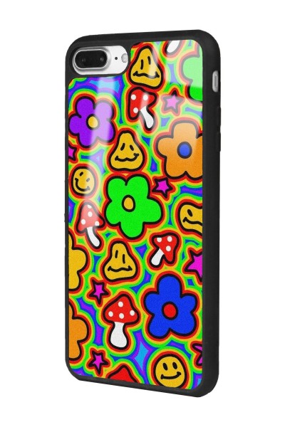 iPhone 7 Plus - 8 Plus Neon Flowers Tasarımlı Glossy Telefon Kılıfı