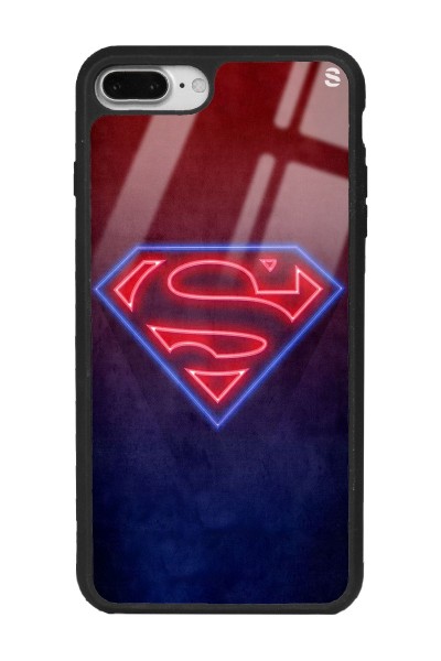 iPhone 7 Plus - 8 Plus Neon Superman Tasarımlı Glossy Telefon Kılıfı