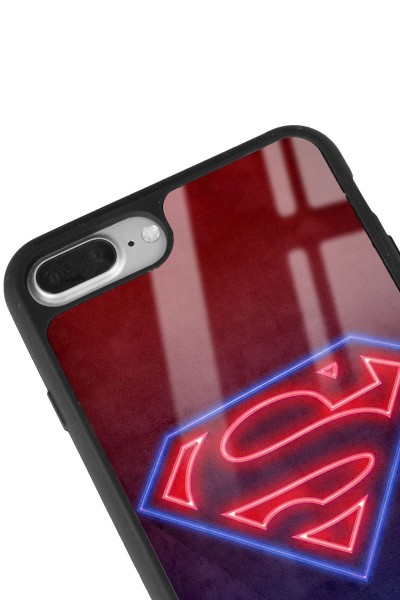 iPhone 7 Plus - 8 Plus Neon Superman Tasarımlı Glossy Telefon Kılıfı