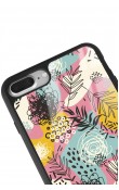 iPhone 7 Plus - 8 Plus Retro Çizgi Çiçek Tasarımlı Glossy Telefon Kılıfı