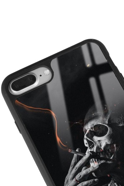 iPhone 7 Plus - 8 Plus Smoke Skull Tasarımlı Glossy Telefon Kılıfı