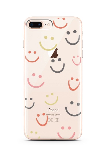 iPhone 7 Plus / 8 Plus Uyumlu Gülümse Tasarımlı Süper Şeffaf Silikon Telefon Kılıfı