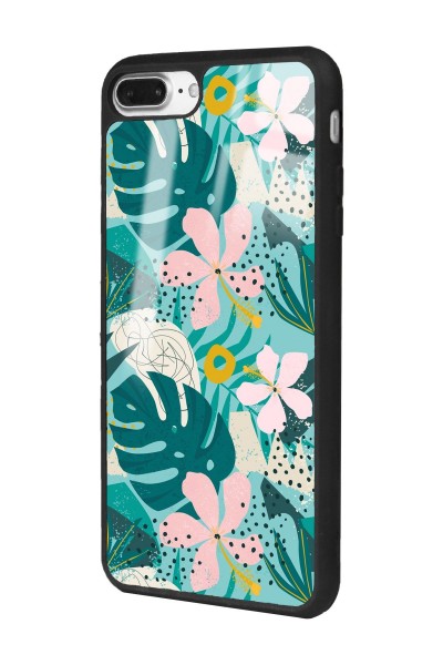iPhone 7 Plus - 8 Plus Uyumlu Yaprak Sanatı Tasarımlı Glossy Telefon Kılıfı