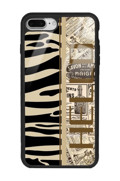 iPhone 7 Plus - 8 Plus Zebra Gazete Tasarımlı Glossy Telefon Kılıfı