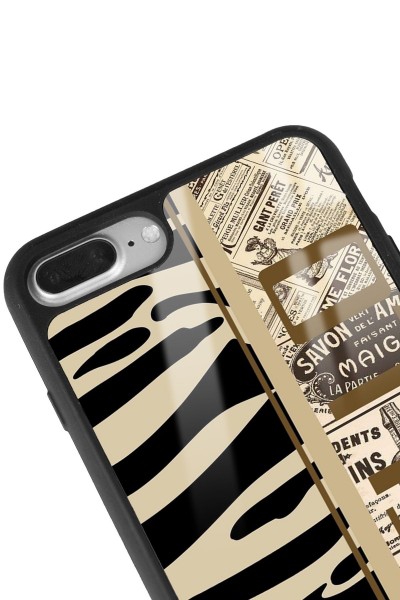 iPhone 7 Plus - 8 Plus Zebra Gazete Tasarımlı Glossy Telefon Kılıfı