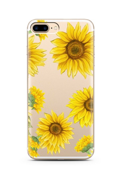 Iphone 7 Plus Ayçiçeği Tasarımlı Süper Şeffaf Silikon Telefon Kılıfı