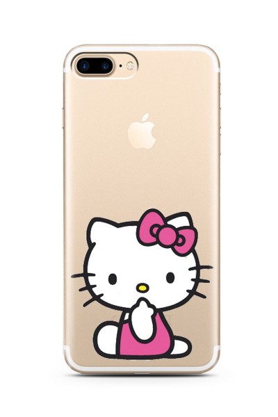 Iphone 7 Plus Hello Kitty Tasarımlı Süper Şeffaf Silikon Telefon Kılıfı