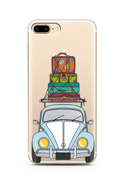 iPhone 7 Plus Tatil Araba Tasarımlı Süper Şeffaf Silikon Telefon Kılıfı