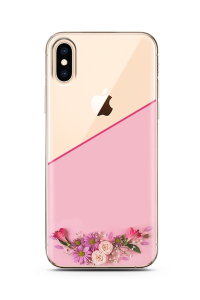 iPhone X Kesik Çiçek Tasarımlı Süper Şeffaf Silikon Telefon Kılıfı