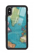 İphone X Xs Atlantic Map Tasarımlı Glossy Telefon Uyumlu Kılıfı