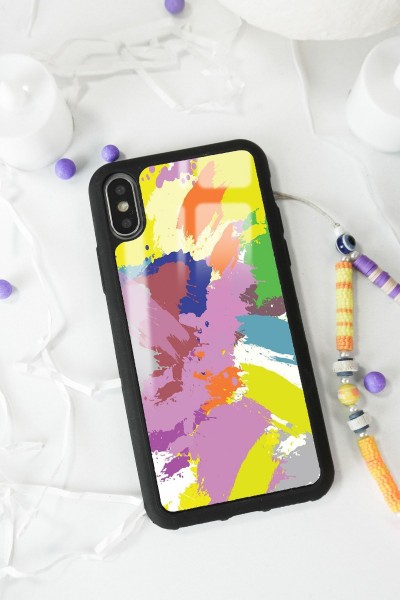 iPhone X - Xs Colored Brush Tasarımlı Glossy Telefon Kılıfı