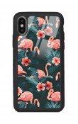 iPhone X - Xs Flamingo Leaf Tasarımlı Glossy Telefon Kılıfı