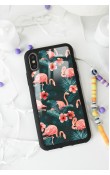 iPhone X - Xs Flamingo Leaf Tasarımlı Glossy Telefon Kılıfı