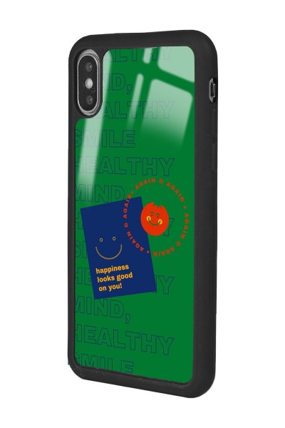 iPhone X - Xs Happy Green Tasarımlı Glossy Telefon Kılıfı