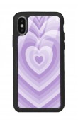 iPhone X - Xs Lila Kalp Tasarımlı Glossy Telefon Kılıfı
