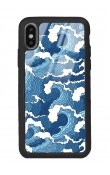 iPhone X - Xs Mavi Dalga Tasarımlı Glossy Telefon Kılıfı