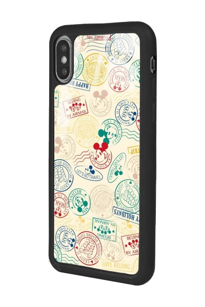 iPhone X - Xs Mickey Stamp Tasarımlı Glossy Telefon Kılıfı