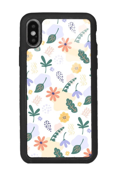 iPhone X - Xs Minik Çiçekler Tasarımlı Glossy Telefon Kılıfı