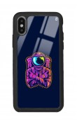 iPhone X - Xs Neon Astronot Tasarımlı Glossy Telefon Kılıfı