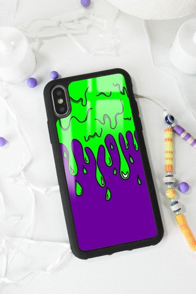 iPhone X - Xs Neon Damla Tasarımlı Glossy Telefon Kılıfı