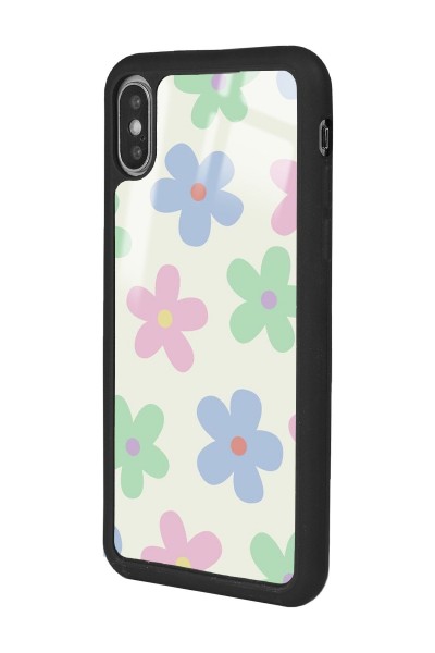 iPhone X - Xs Nude Çiçek Tasarımlı Glossy Telefon Kılıfı