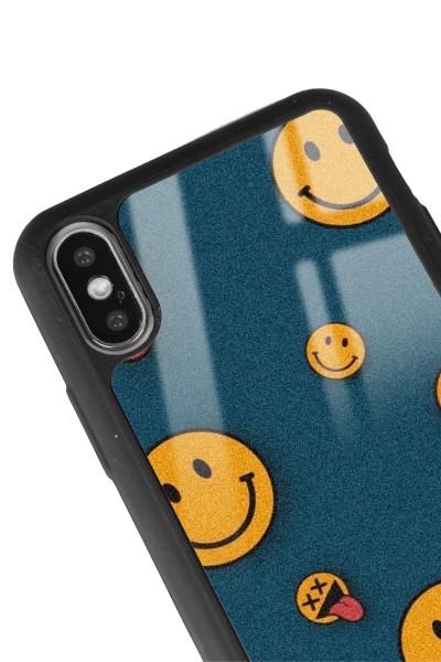 iPhone X - Xs Retro Emoji Tasarımlı Glossy Telefon Kılıfı