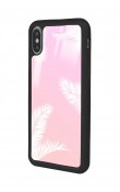 iPhone X - Xs Uyumlu Beyaz Palmiye Tasarımlı Glossy Telefon Kılıfı