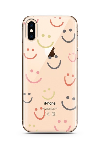 iPhone X / Xs Uyumlu Gülümse Tasarımlı Süper Şeffaf Silikon Telefon Kılıfı