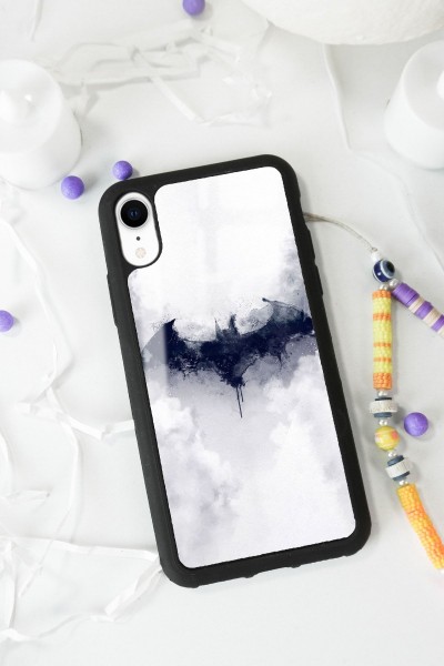 iPhone Xr Beyaz Batman Tasarımlı Glossy Telefon Kılıfı