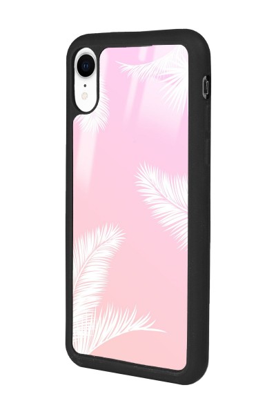 iPhone Xr Beyaz Palmiye Tasarımlı Glossy Telefon Kılıfı
