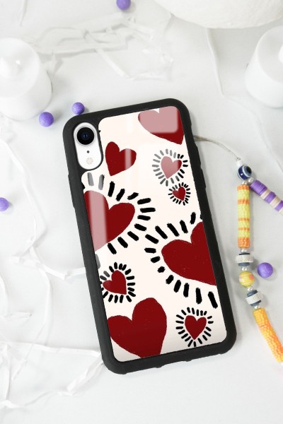 iPhone Xr Brush Heart Tasarımlı Glossy Telefon Kılıfı