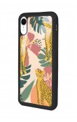 iPhone Xr Çiçekli Leopar Tasarımlı Glossy Telefon Kılıfı